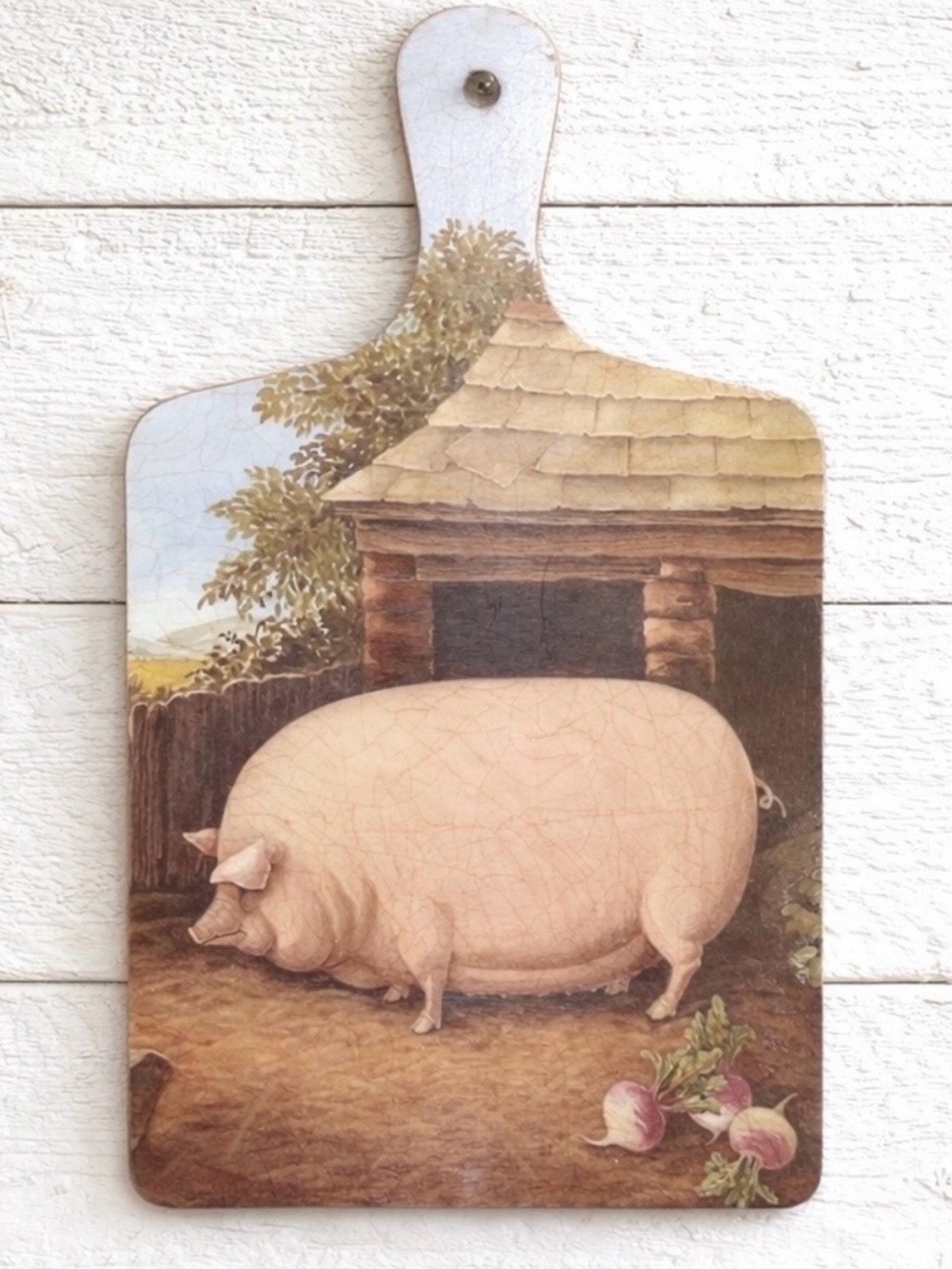 Vintage Wilscombe England Pig Wall Plaque Cutting Board Farmhouse Decor